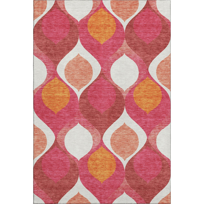 10' X 14' Ogee Washable Area Rug With UV Protection - Pink