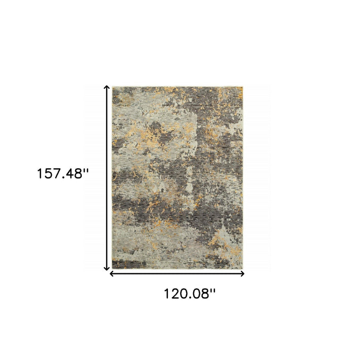 10' x 13.1' Abstract Power Loom Area Rug - Ivory And Gray