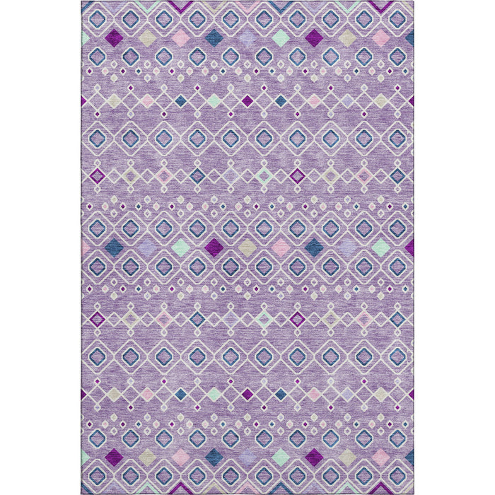 10' X 14' Southwestern Washable Area Rug With UV Protection (674718) - Lavender / Ivory / Blue