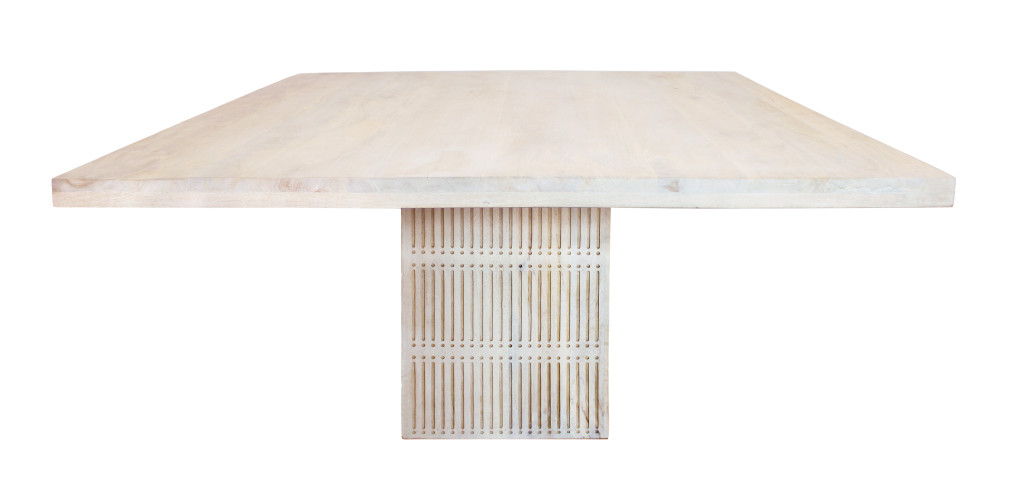 60" Square Solid Wood Pedestal Base Dining Table - Ivory