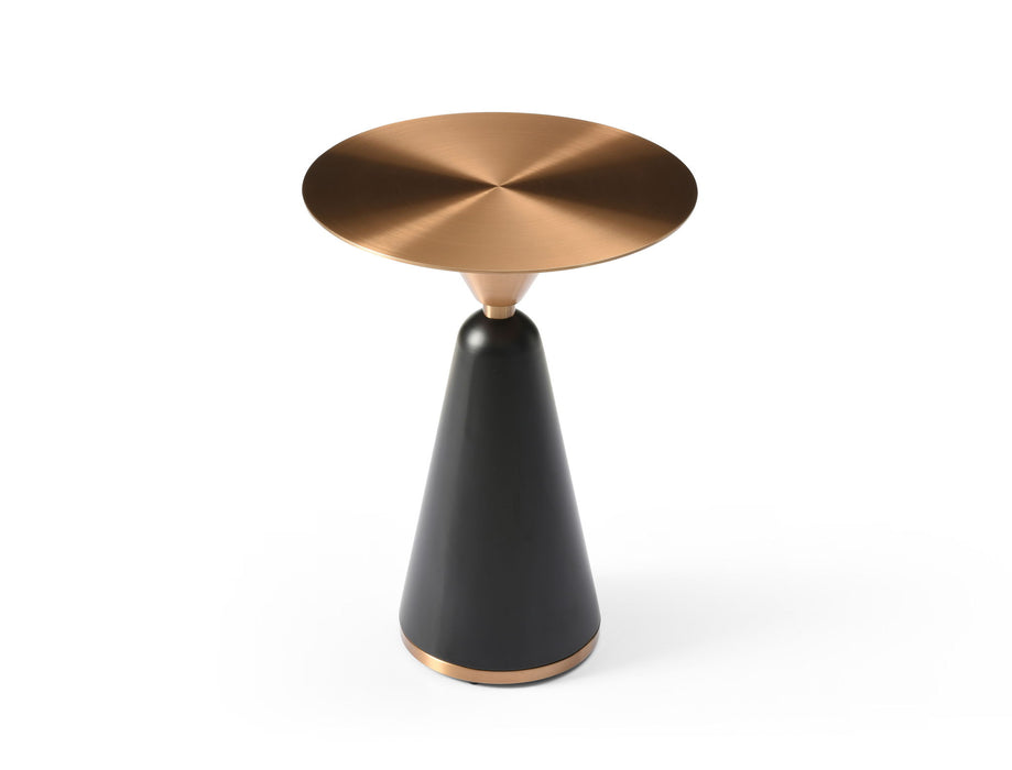 Steel Round Pedestal End Table - Rose / Gold / Black