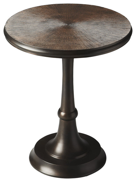 22" Metal Round Pedestal End Table - Bronze