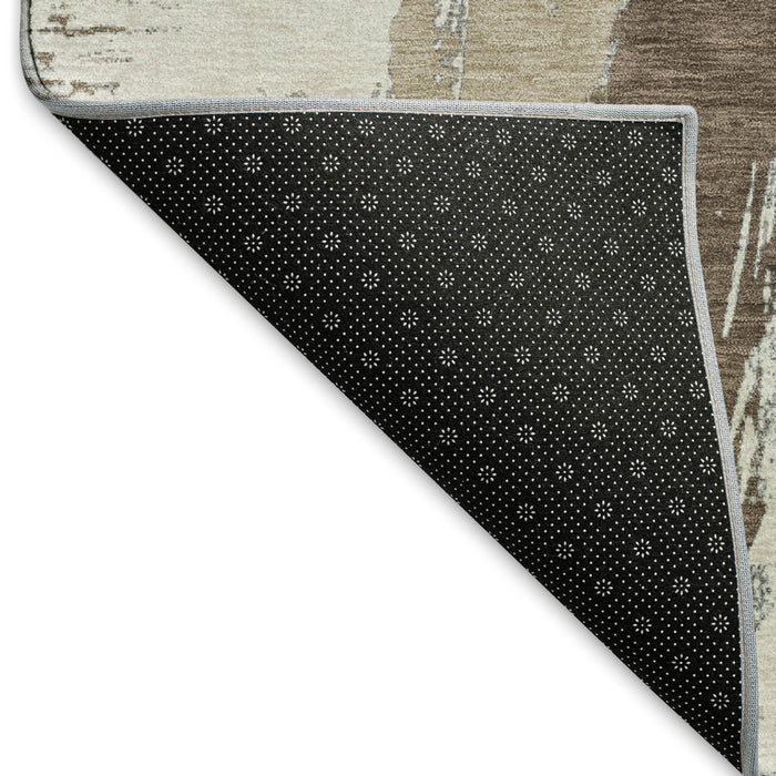 10' X 14' Abstract Washable Area Rug With UV Protection (694652) - Ivory / Khaki / Taupe