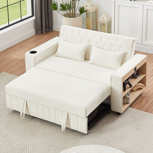 Giga pull-out sofa bed with adjustable backrest, convertible sleeper loveseat in a modern living room setting