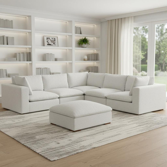 125" 2 Piece Living Room Set Fabric Sofa With Ottoman With Brown Legs - Gray