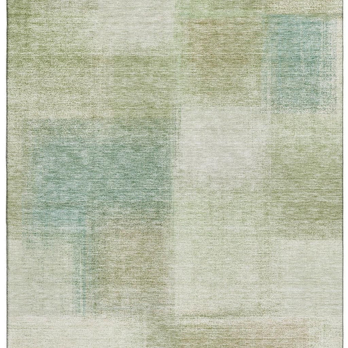 10' X 14' Transitional Abstract Washable Area Rug With UV Protection - Artichoke Green