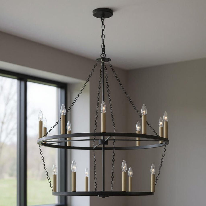 Candle Style Multi Light Metal Dimmable Chandelier - Black / Gold
