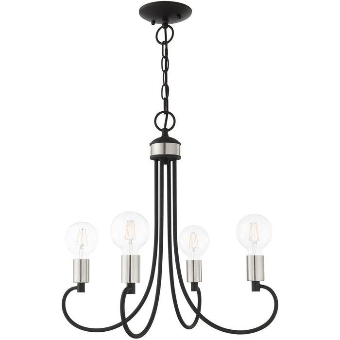 20" Four Light Dimmable Chandelier With Shades - Black