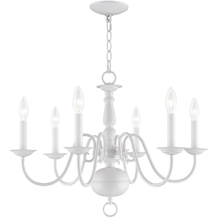 Six Light Dimmable Chandelier With Shades - White