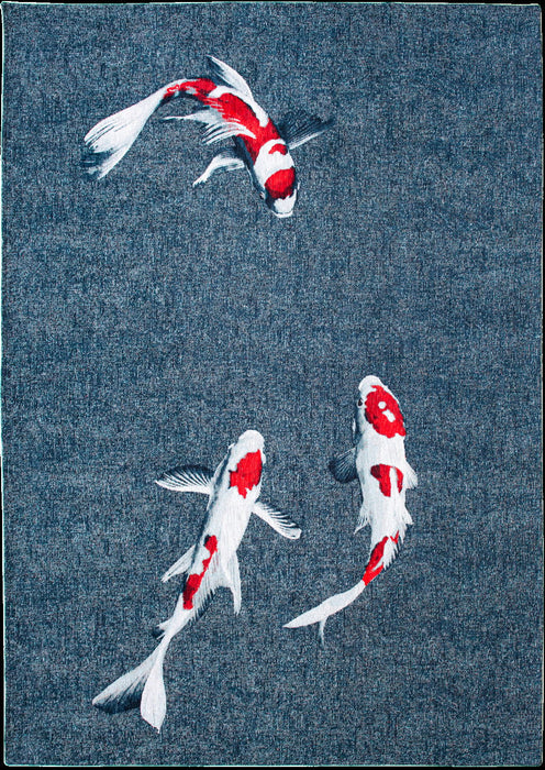 7' X 9' Abstract Washable Area Rug (552037) - Blue / White