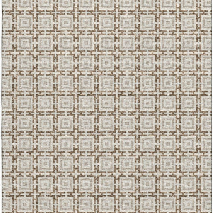 9' X 12' Geometric Washable Area Rug With UV Protection (645246) - Taupe / Beige