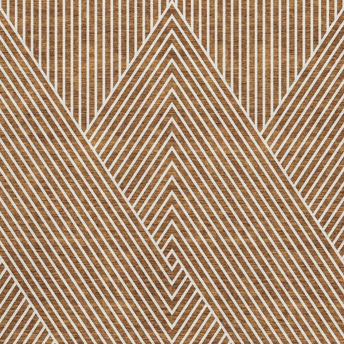 10' X 14' Geometric Washable Area Rug With UV Protection (674682) - Terra Cotta / Ivory