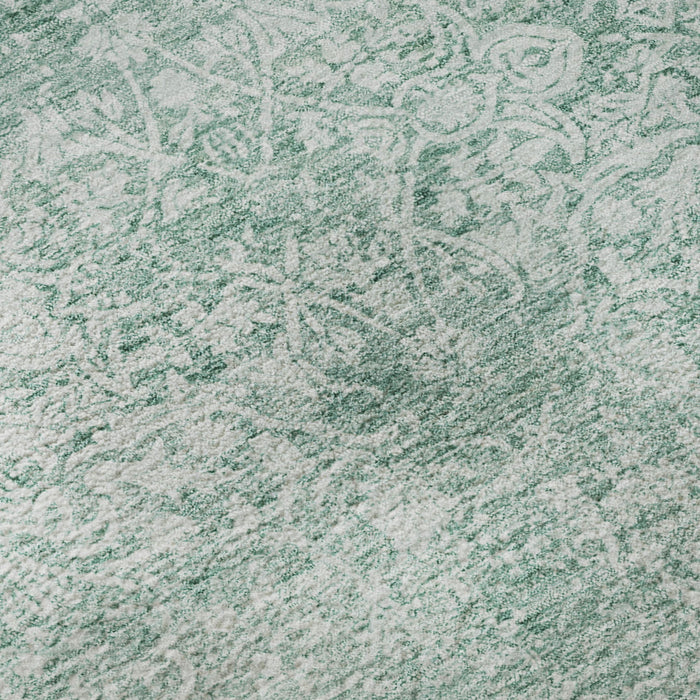 10' X 14' Oriental Washable Area Rug With UV Protection (700625) - Turquoise / Ivory