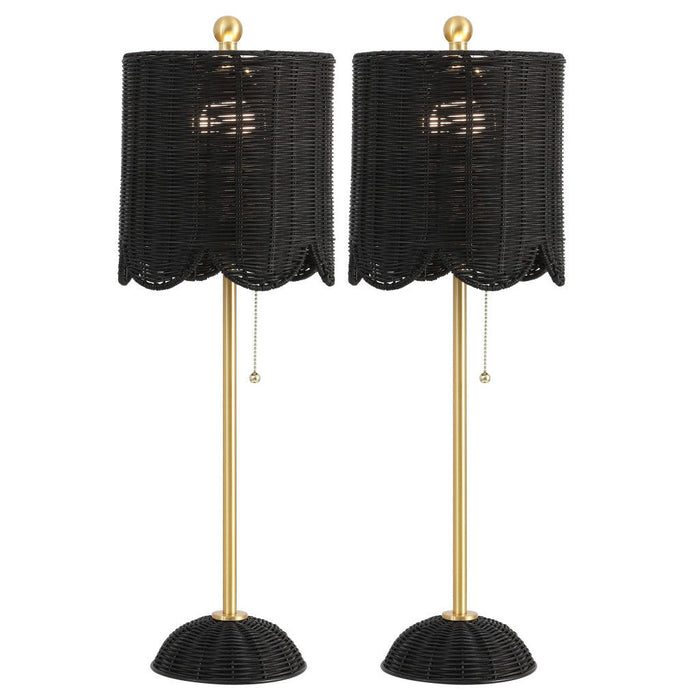 28" Table Lamps With Drum Shades (Set of 2) - Black