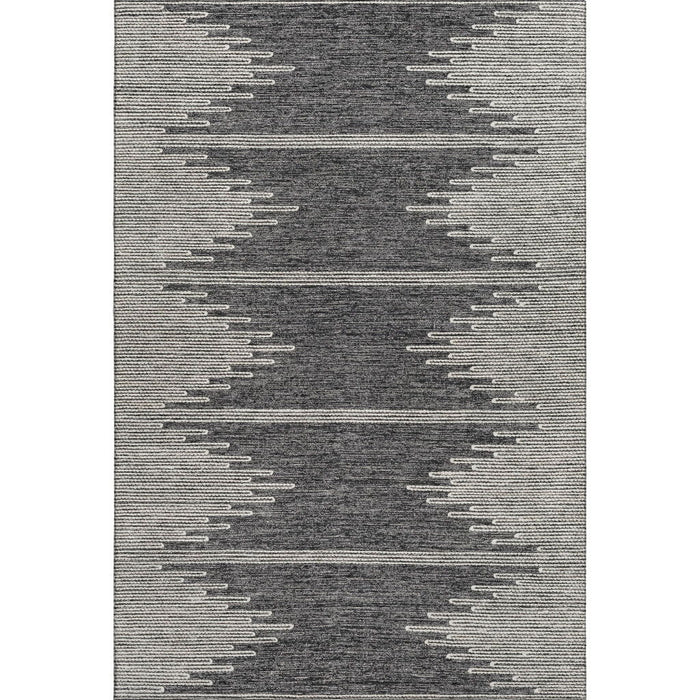 10' X 14' Abstract Washable Area Rug With UV Protection (653677) - Charcoal / Ivory