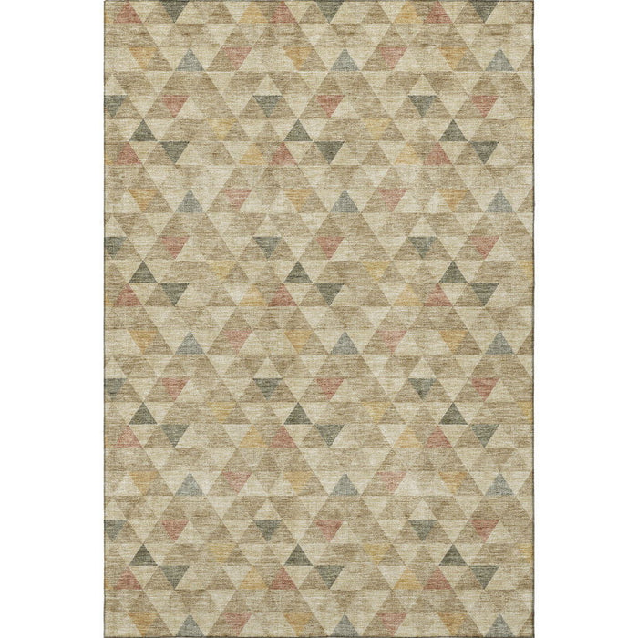 10' X 14' Geometric Washable Area Rug With UV Protection (651238) - Beige / Red / Salmon