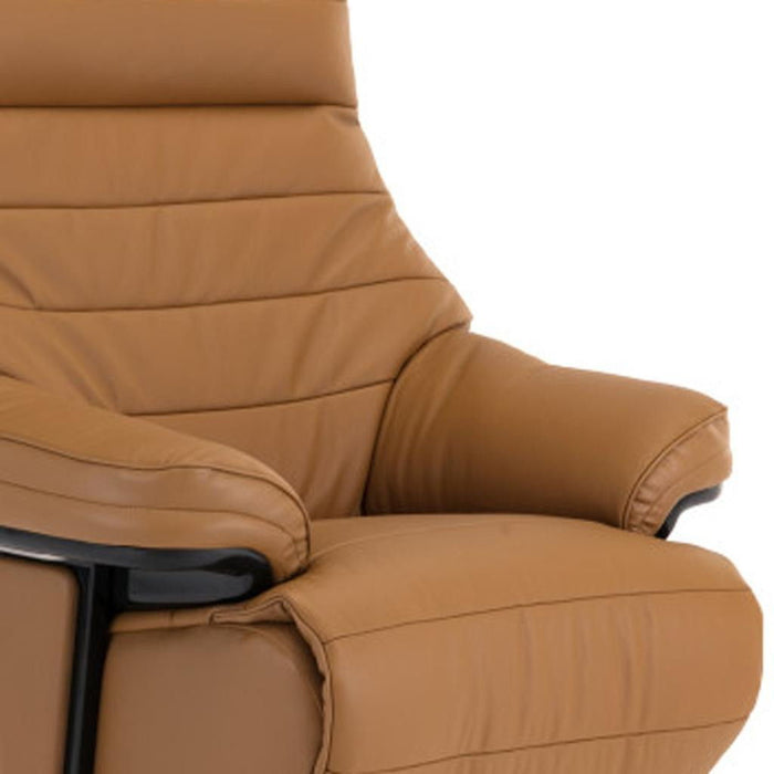 Tufted Genuine Leather Power Swivel Recliner - Camel