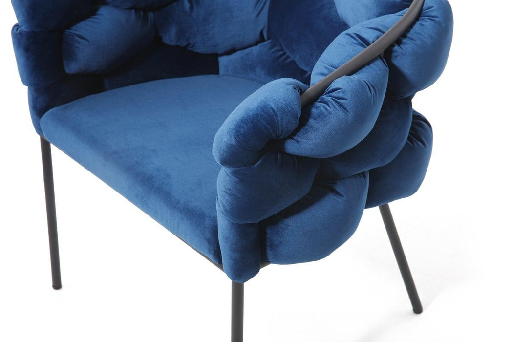 Upholstered Fabric Dining Arm Chair - Blue