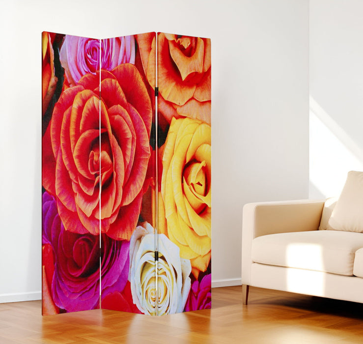 Wood Canvas Daisy And Rose Screen - Multi Color