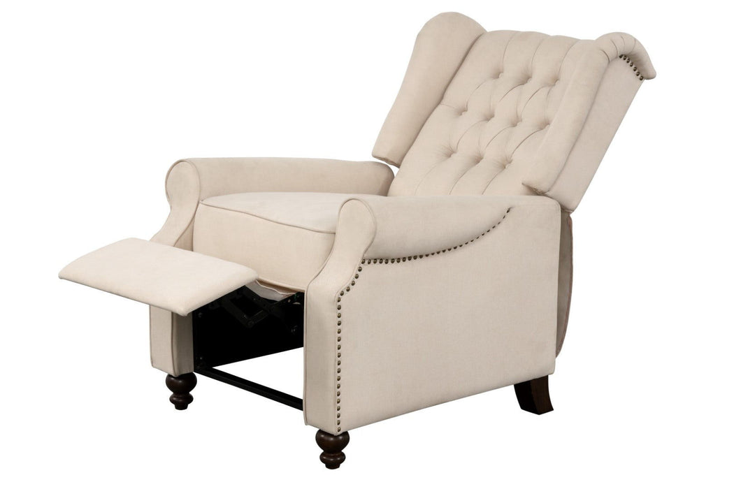 Microfiber Manual Club Recliner - Beige