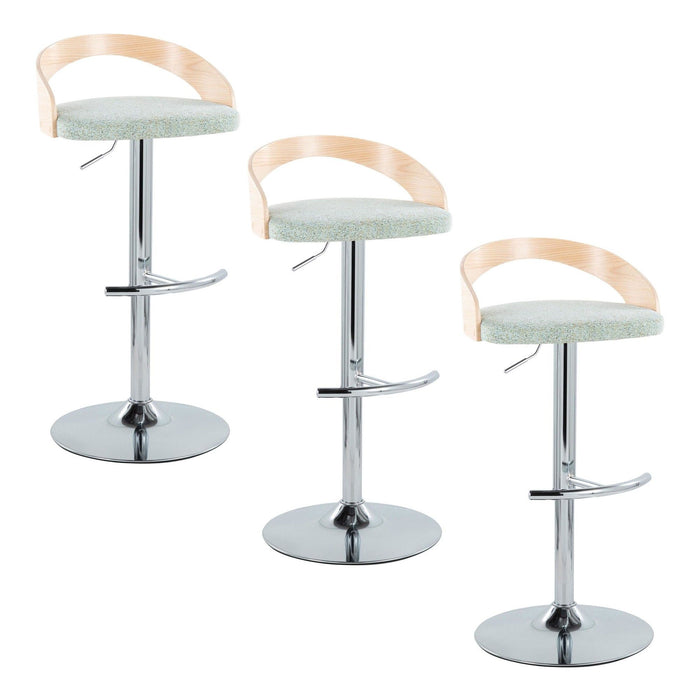 Grotto - Adjustable Barstool - Chrome Metal, Natural Wood