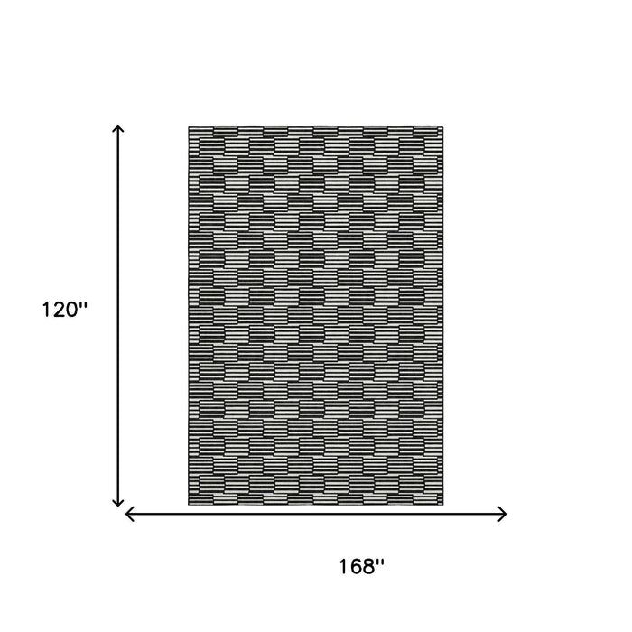 10' X 14' Abstract Geometric Washable Area Rug With UV Protection (672959) - Black / Gray