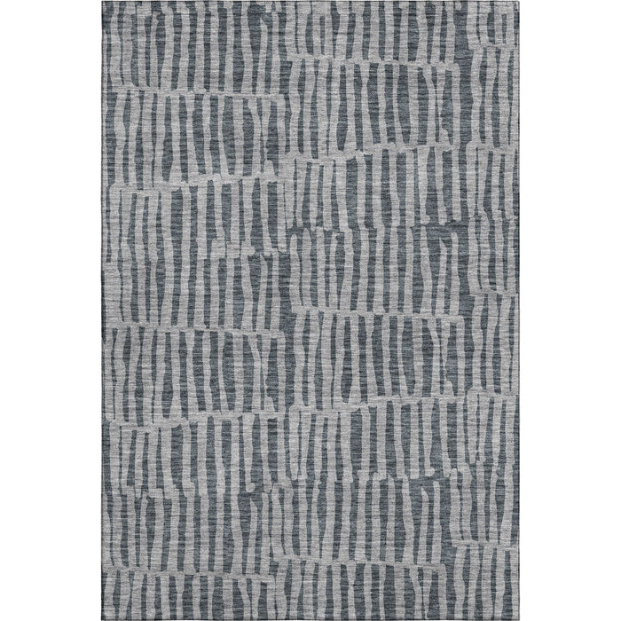10' X 14' Striped Washable Area Rug With UV Protection (655692) - Charcoal / Gray
