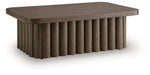 Signature Design by Ashley Darimore rectangular cocktail table with a sleek wooden finish and modern design.