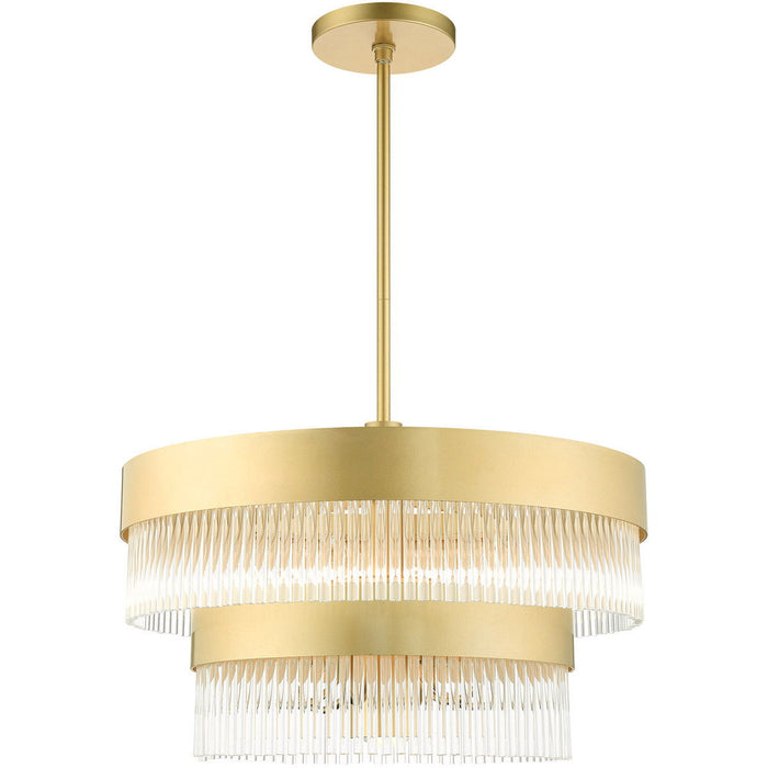 Seven Light Dimmable Chandelier With Shades - Gold