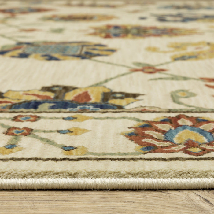 8' X 11' Traditional Oriental Area Rug With Fringe - Ivory
