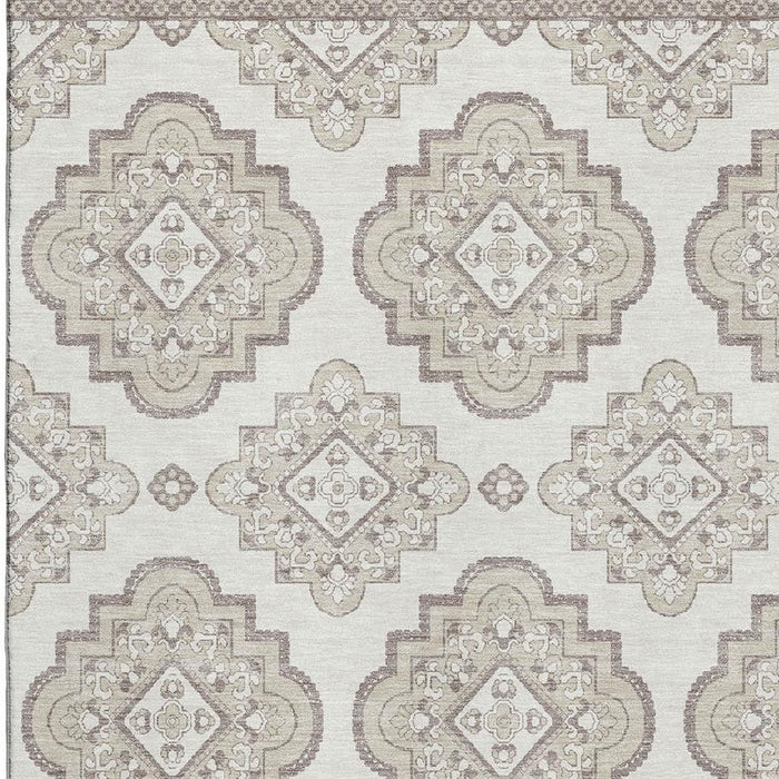 10' X 14' Medallion Washable Area Rug With UV Protection (669865) - Ivory / Beige