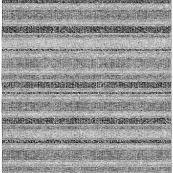 10' X 14' Striped Washable Area Rug With UV Protection (647872) - Silver / Gray