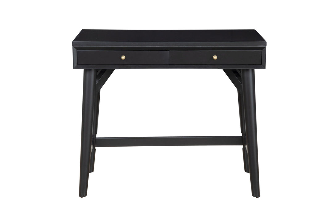 36" Solid Wood Writing Desk With Two Drawers - Black