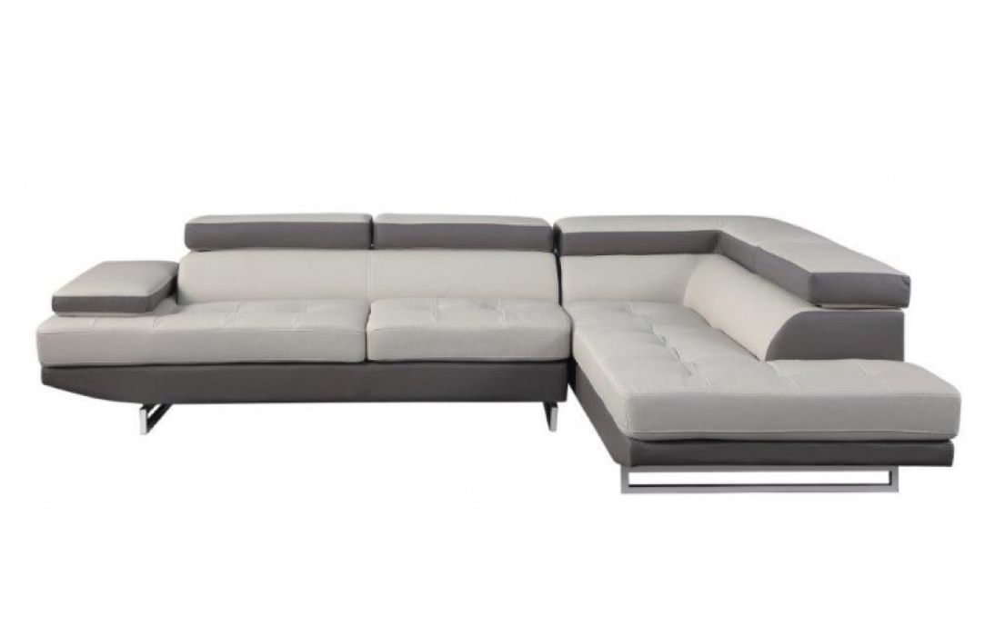 Leather L Shaped 2 Piece Corner Sectional - Gray