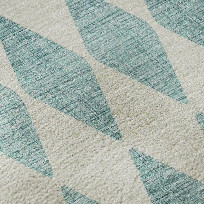 10' X 14' Diamond Washable Area Rug With UV Protection (650128) - Teal / Ivory
