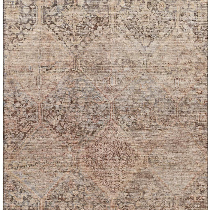 10' X 14' Geometric Washable Area Rug With UV Protection (699939) - Copper / Gray