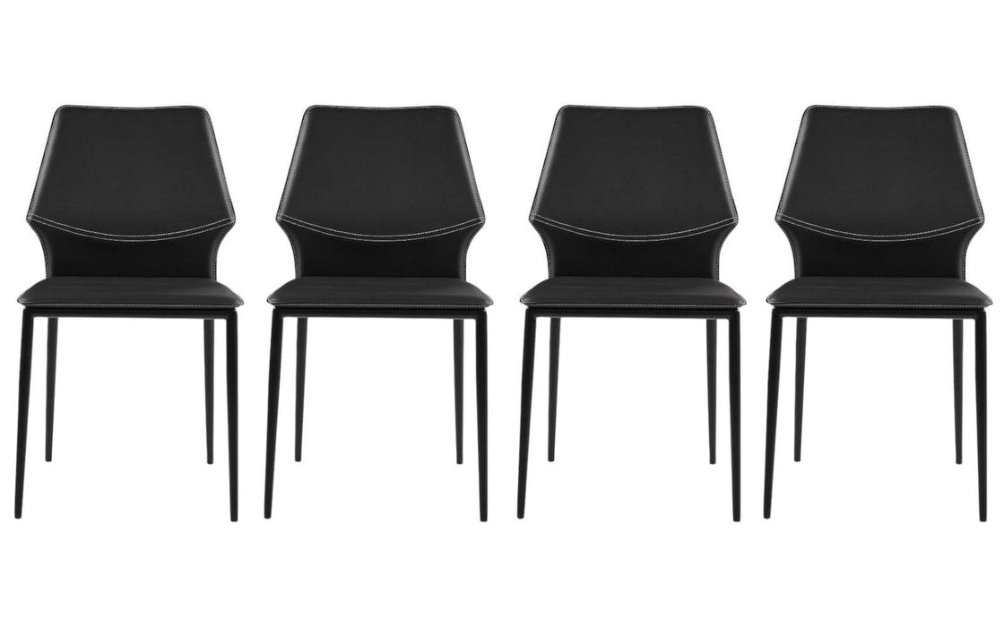 Upholstered Faux Leather Dining Side Chair (Set of 4) - Black