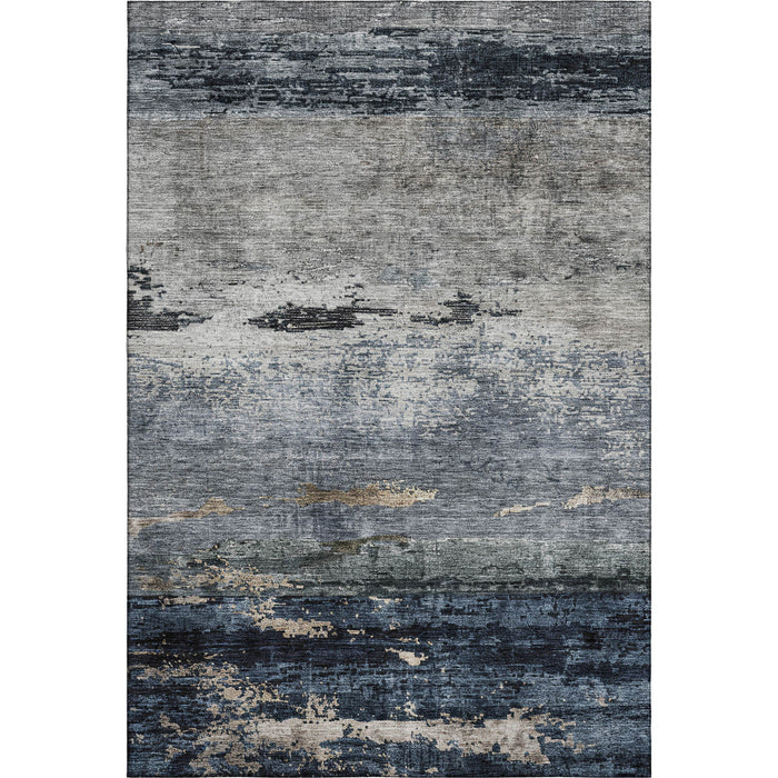 10' X 14' Abstract Washable Area Rug With UV Protection (688291) - Navy Blue / Gray / Silver
