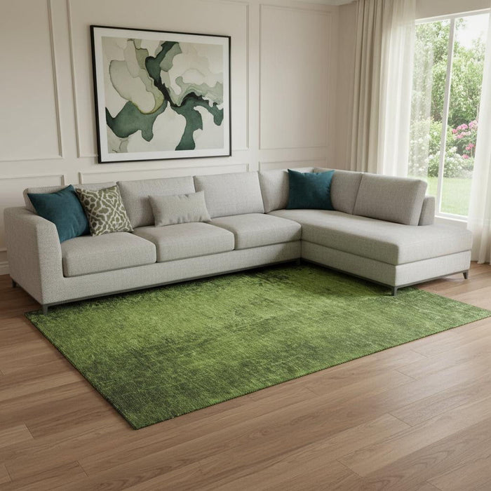 10' X 14' Abstract Washable Area Rug With UV Protection (648814) - Green / Gray