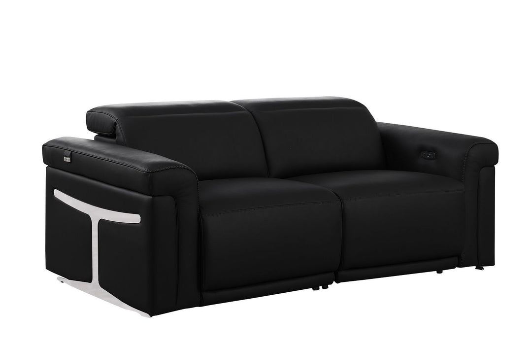 Italian Leather Power Reclining Loveseat (720484) - Black