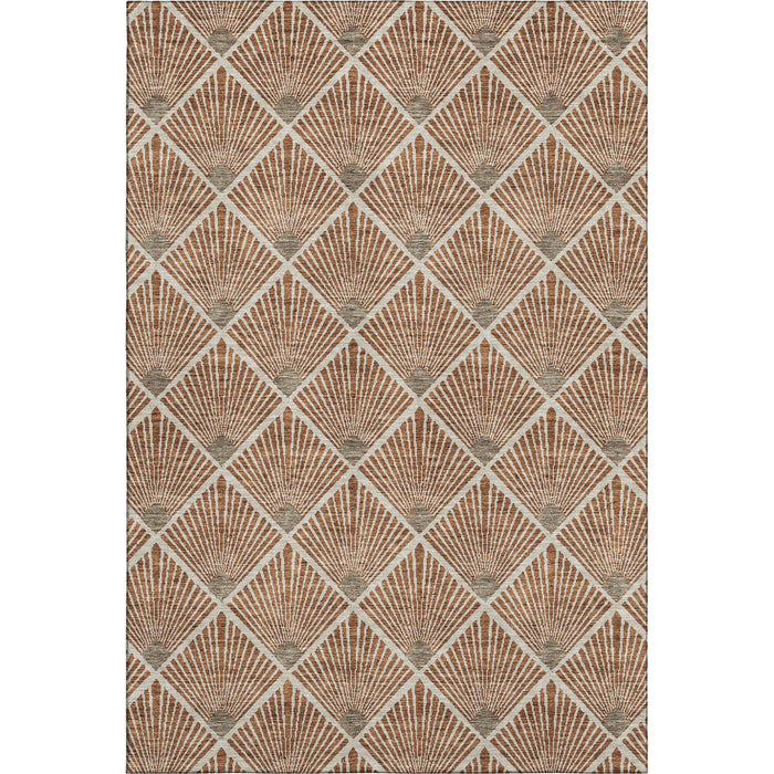 10' X 14' Abstract Geometric Washable Area Rug With UV Protection (672713) - Rust / Beige