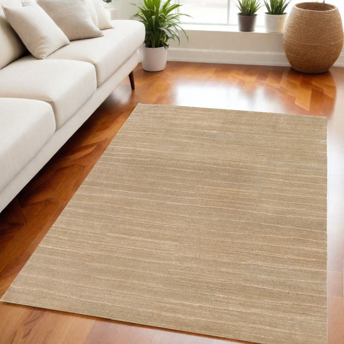 5' x 8' Wool Abstract Hand Loomed Area Rug - Beige