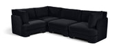 Meridian Furniture Hammond velvet performance fabric 4-piece sectional sofa with upholstered cushions and modern design.
