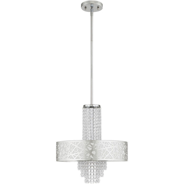 22" Four Light Dimmable Chandelier With Shades - Silver