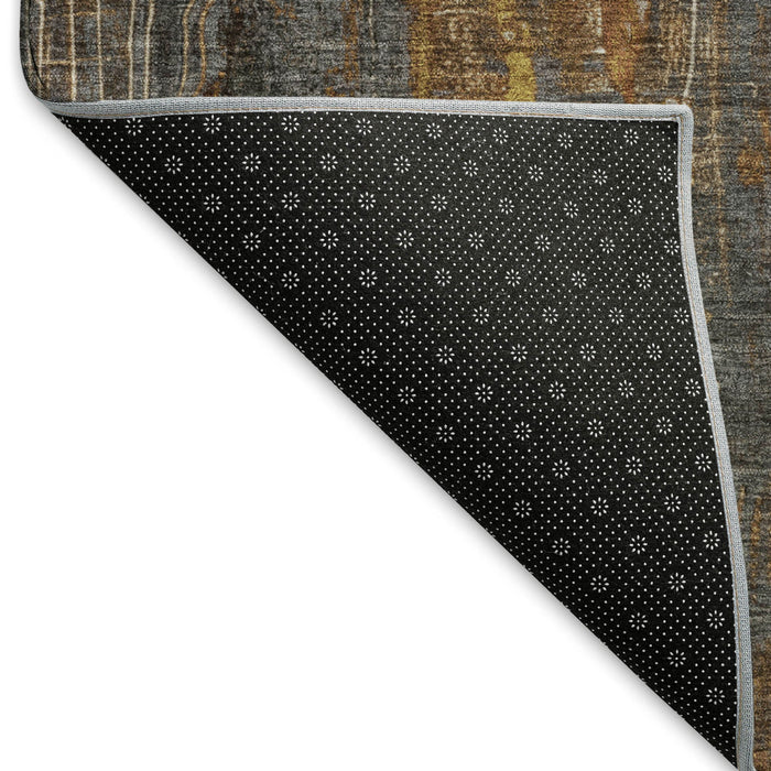 10' X 14' Abstract Washable Area Rug With UV Protection (697110) - Rust / Charcoal / Ivory
