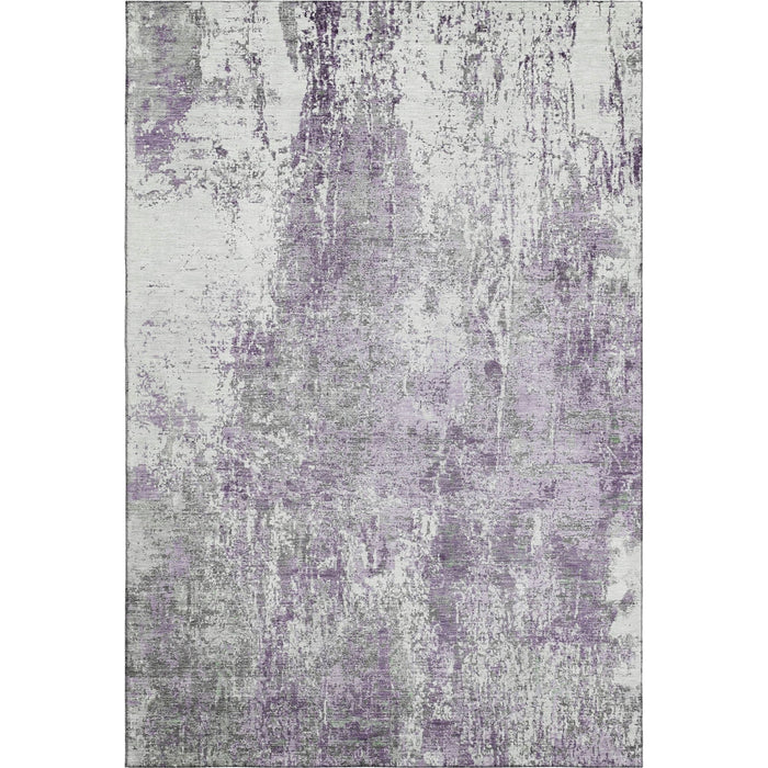 10' X 14' Abstract Washable Area Rug With UV Protection (700691) - Plum / Ivory
