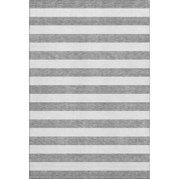 10' X 14' Striped Washable Area Rug With UV Protection (647590) - Gray / Ivory