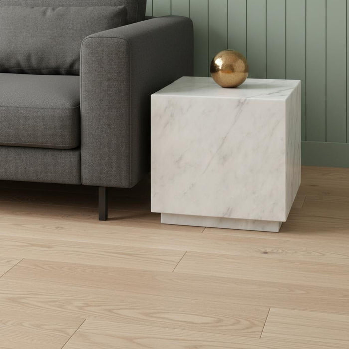 Marble Square Block End Table - White