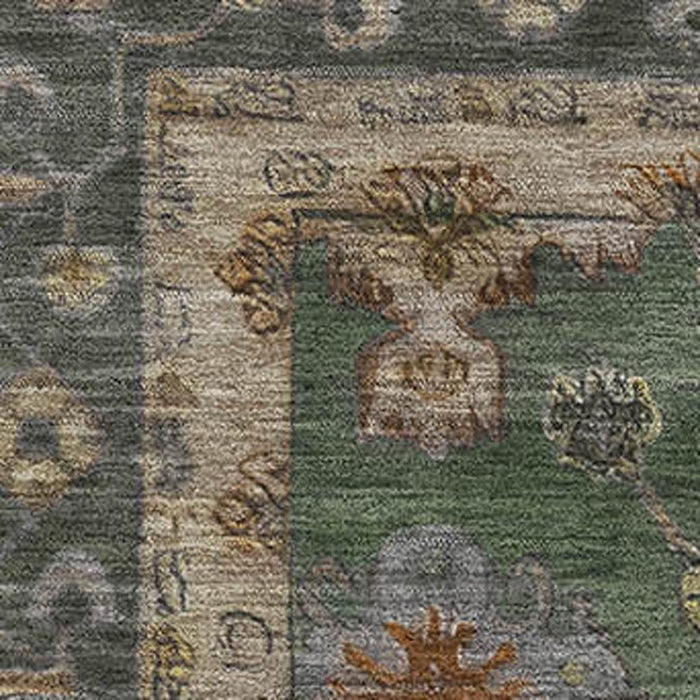 10' X 14' Oriental Washable Area Rug With UV Protection (716413) - Fern Green / Gold
