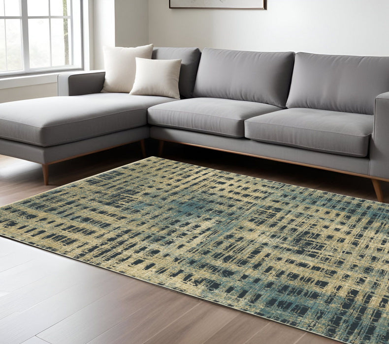 7' X 10' Geometric Area Rug - Beige / Blue